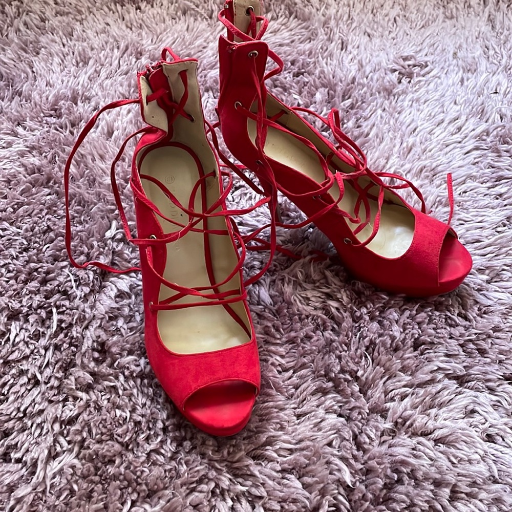 Red Strappy Heels